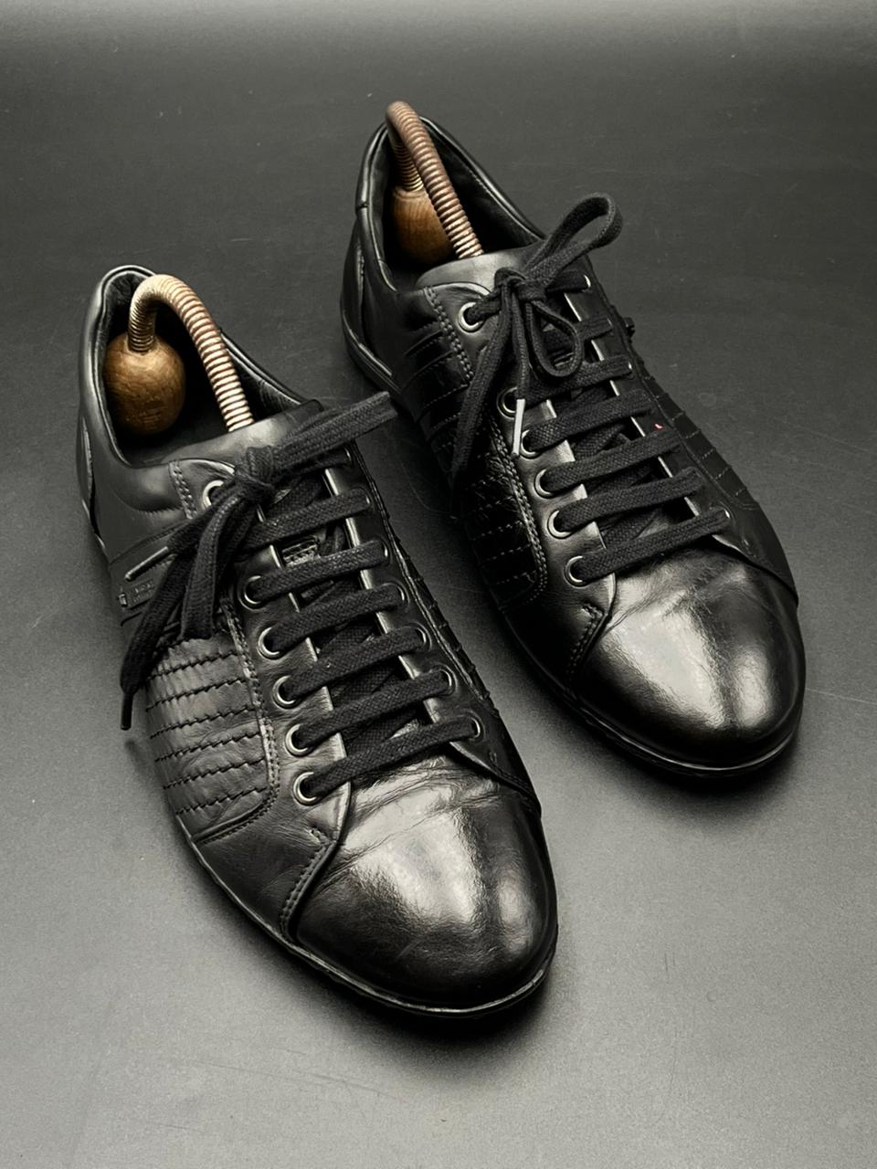 Versace Collection Men's Black Leather Sneakers - 41