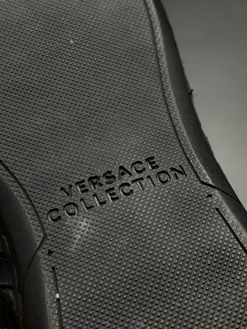Versace Collection Men's Black Leather Sneakers - 41