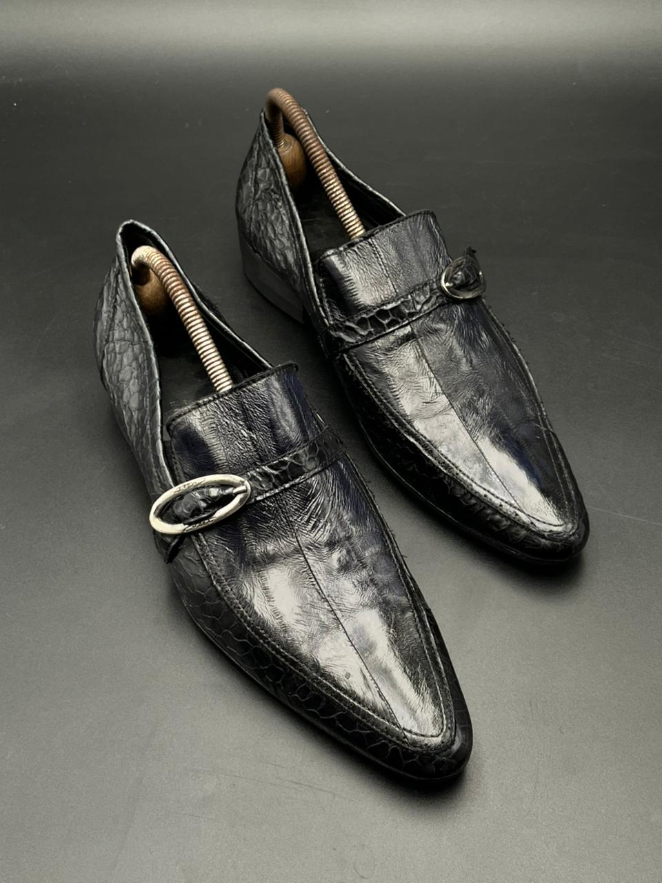 Salvatore Ferragamo Gancini Buckle Handmade CROC-embossed Leather Loafers - 42.5