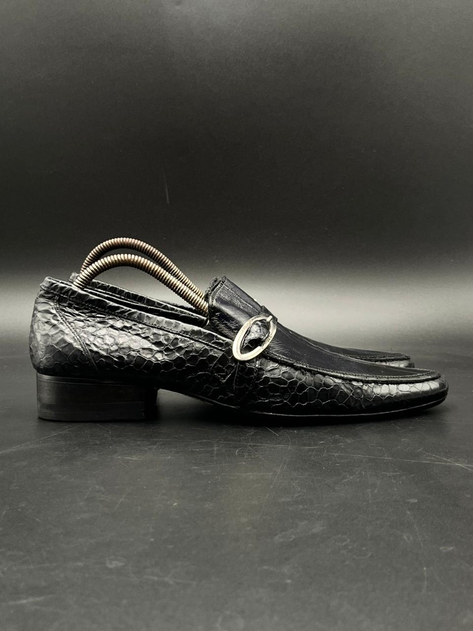 Salvatore Ferragamo Gancini Buckle Handmade CROC-embossed Leather Loafers - 42.5