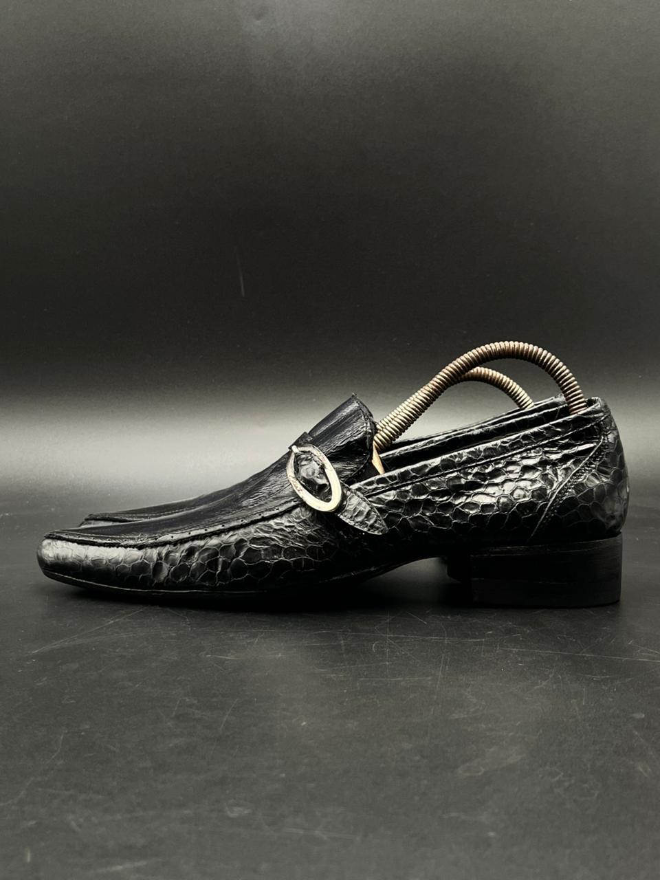 Salvatore Ferragamo Gancini Buckle Handmade CROC-embossed Leather Loafers - 42.5