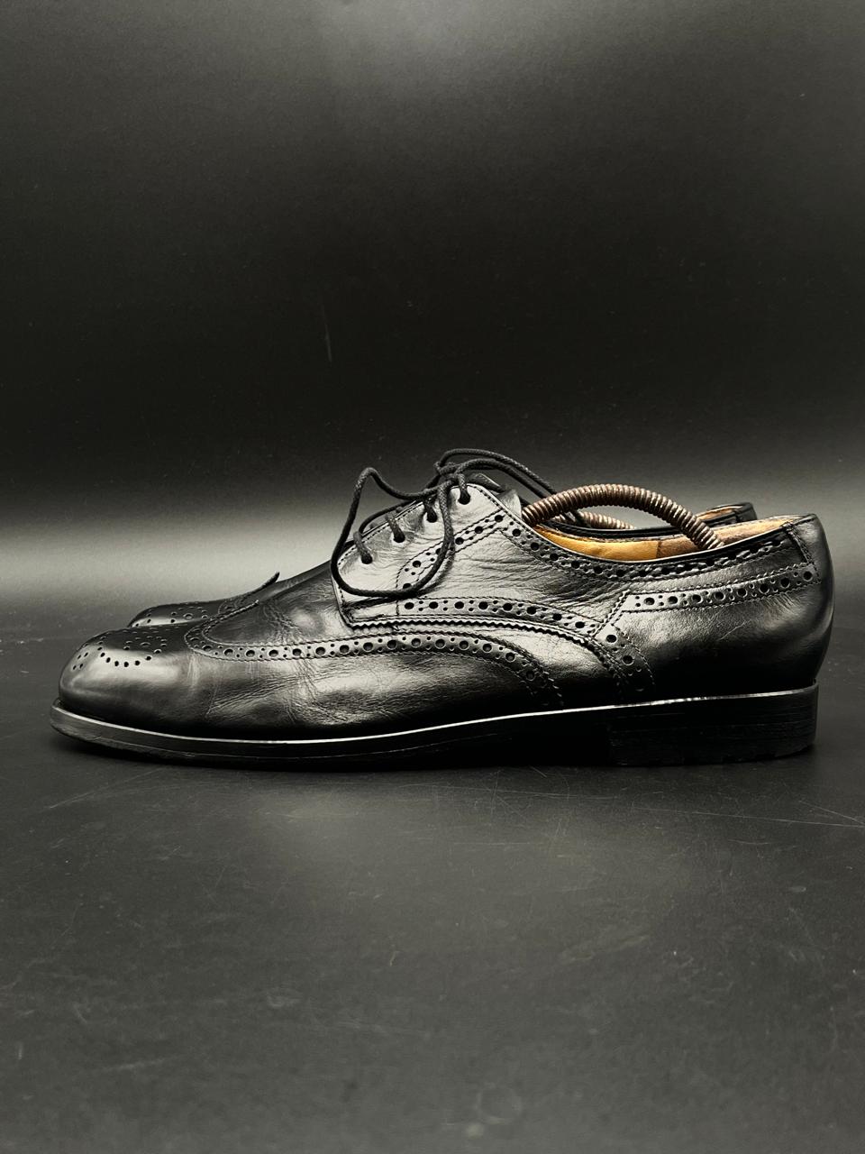 Bentley Black Leather Wingtip Oxford Brogues Lace Up Shoes - 46