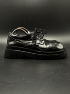 Maden Black Leather Platform Chunky Derbys - 40