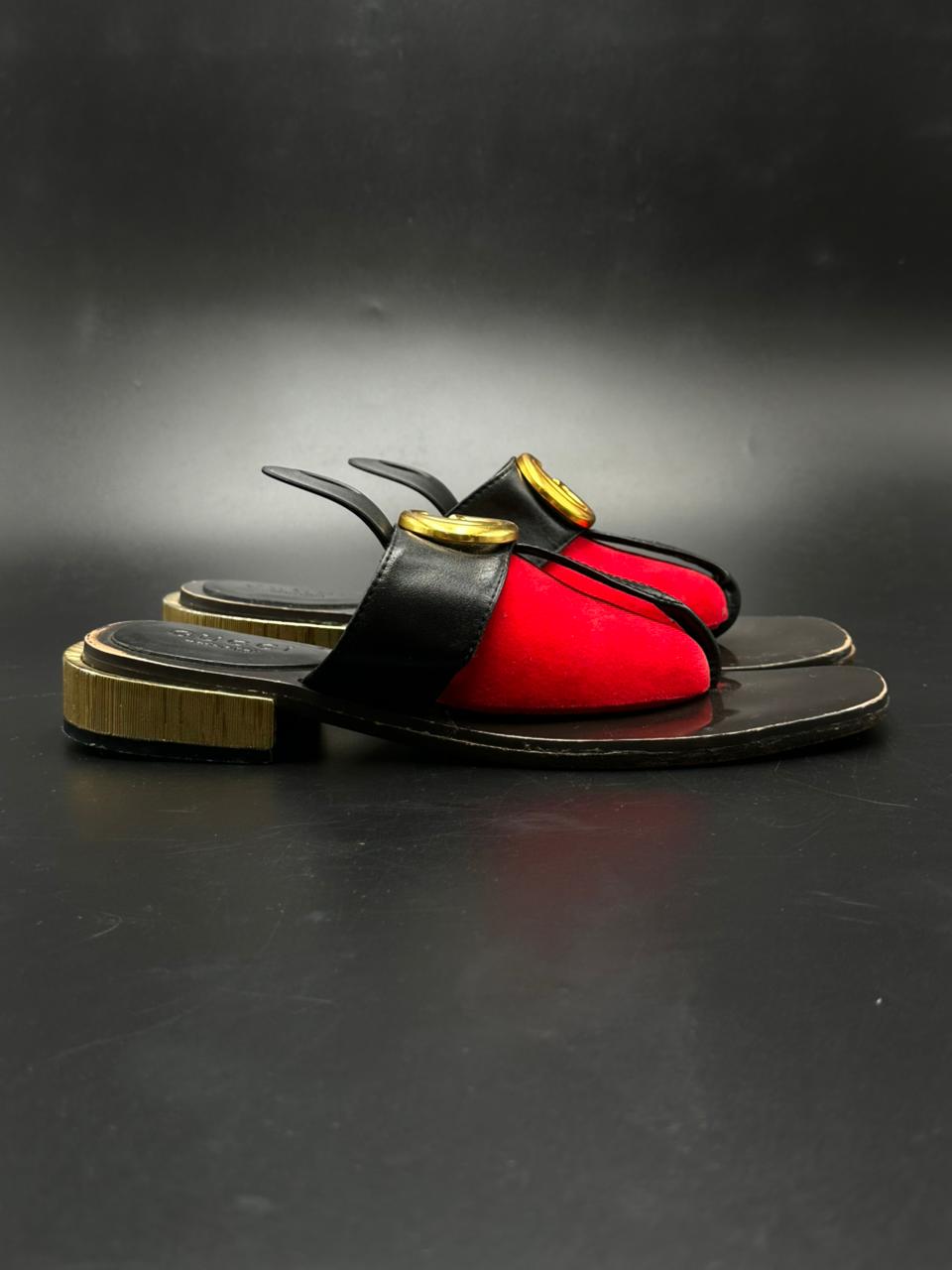 GUCCI MARMONT GG LEATHER LUXURY WOMEN SANDALS - 40