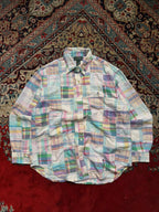 LAUREN RALPH LAUREN Pastel Plaid Patchwork BUTTON DOWN SHIRT - M