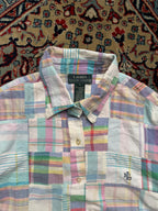 LAUREN RALPH LAUREN Pastel Plaid Patchwork BUTTON DOWN SHIRT - M