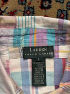 LAUREN RALPH LAUREN Pastel Plaid Patchwork BUTTON DOWN SHIRT - M