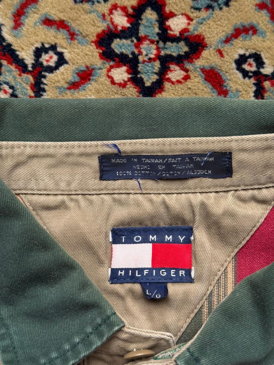 Vintage Tommy Hilfiger Striped Crest Rugby Style SHIRT - M
