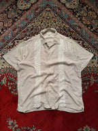 Haggar Tan Linen Guayabera BUTTON DOWN SHIRT - XL
