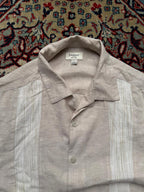 Haggar Tan Linen Guayabera BUTTON DOWN SHIRT - XL