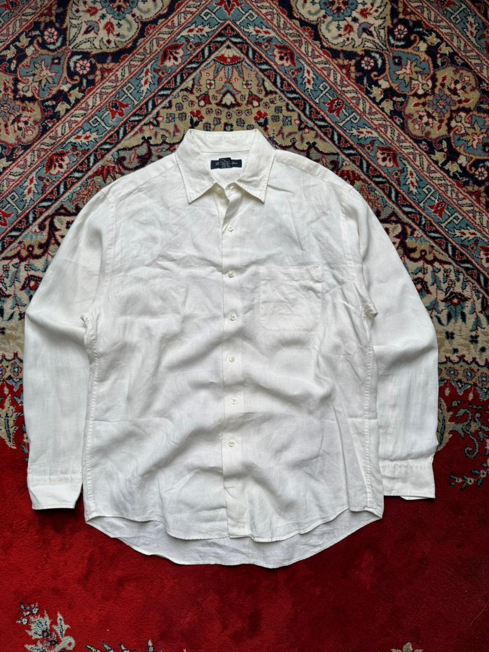 Brooks Brothers Irish Linen White BUTTON DOWN SHIRT - L