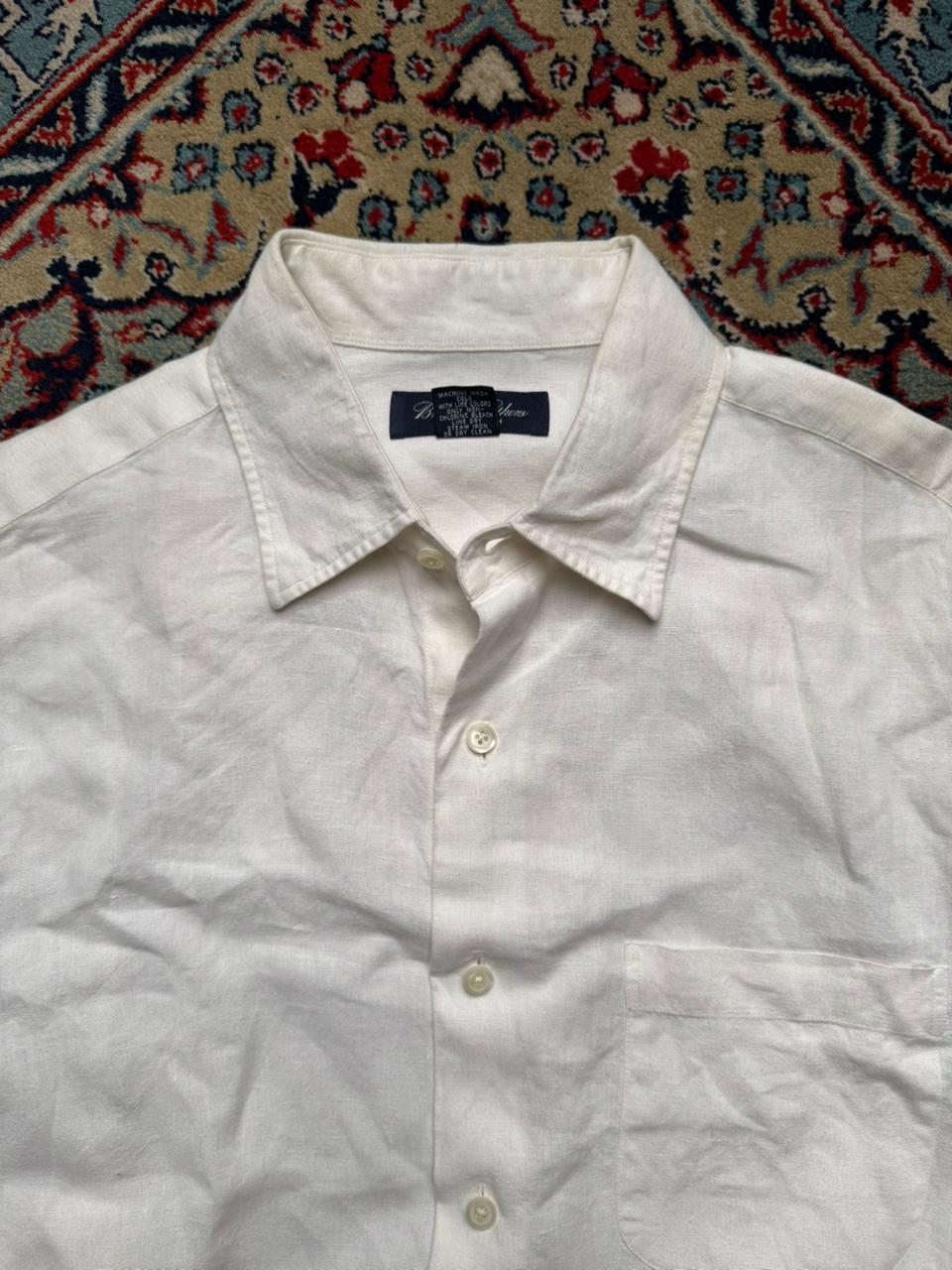 Brooks Brothers Irish Linen White BUTTON DOWN SHIRT - L