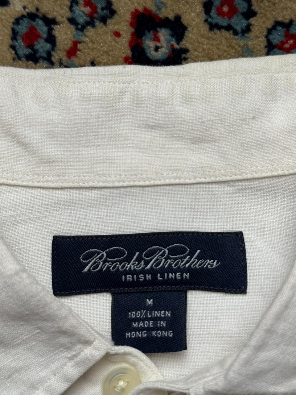 Brooks Brothers Irish Linen White BUTTON DOWN SHIRT - L