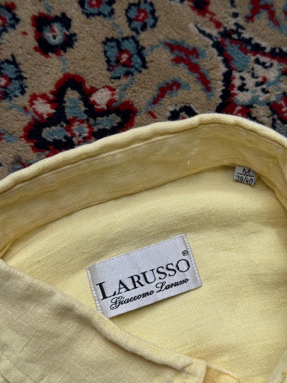 LARUSSO GIACOMO YELLOW LINEN BUTTON DOWN SHIRT - XL