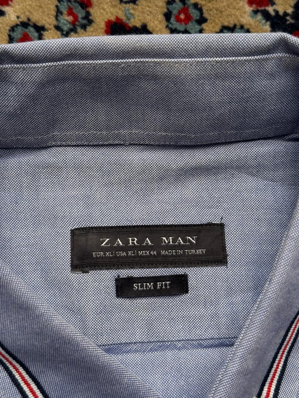 ZARA MAN SLIM FIT BLUE OXFORD STRIPED BUTTON DOWN SHIRT - XL