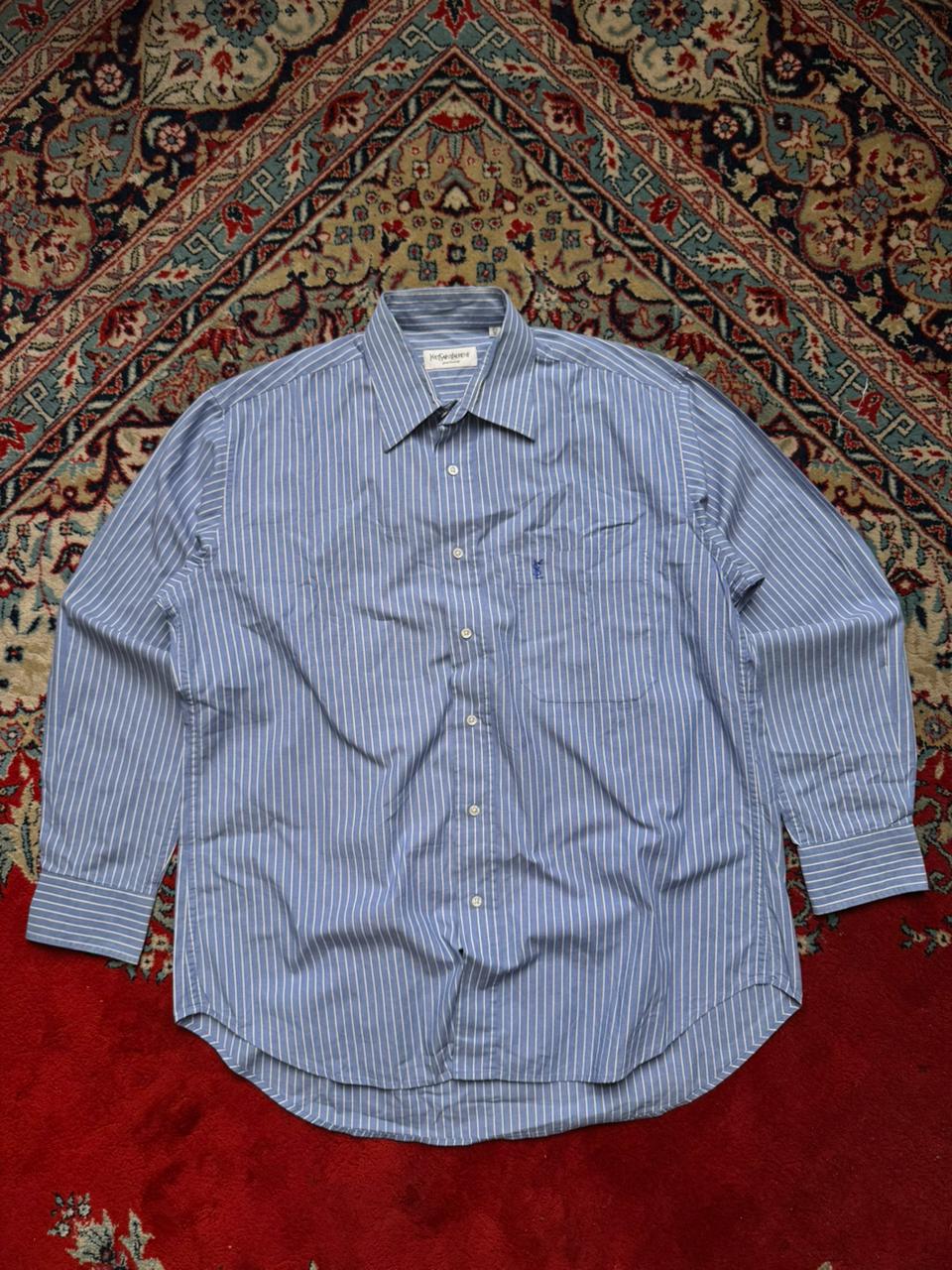 Vintage Yves Saint Laurent Pour Homme Striped  BUTTON DOWN SHIRT - L