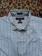 TOMMY HILFIGER Custom Fit Blue Plaid BUTTON DOWN SHIRT - XL