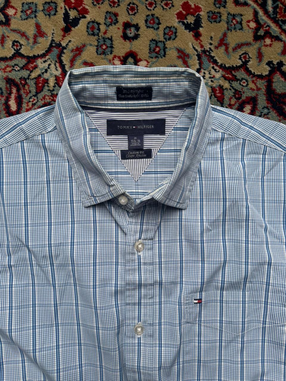 TOMMY HILFIGER Custom Fit Blue Plaid BUTTON DOWN SHIRT - XL
