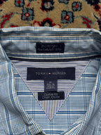 TOMMY HILFIGER Custom Fit Blue Plaid BUTTON DOWN SHIRT - XL