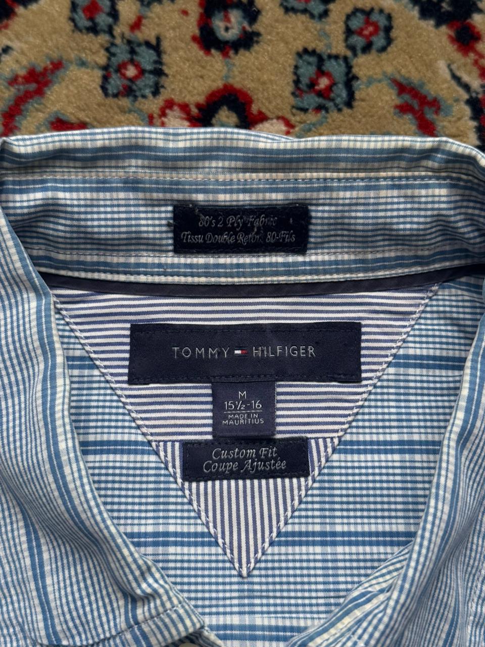TOMMY HILFIGER Custom Fit Blue Plaid BUTTON DOWN SHIRT - XL