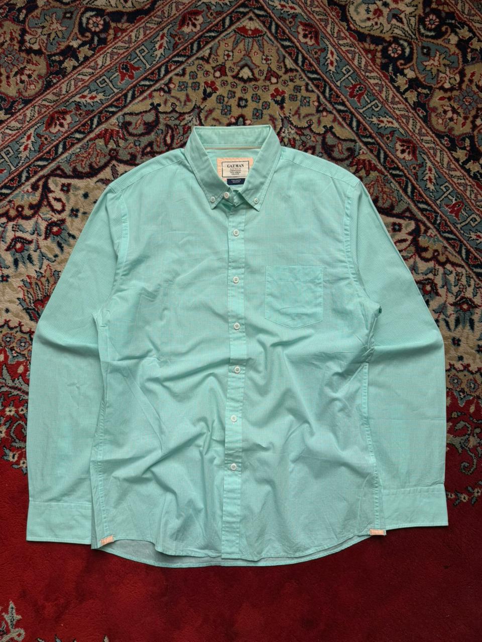 GAZMAN Australia Green Check BUTTON DOWN SHIRT - L