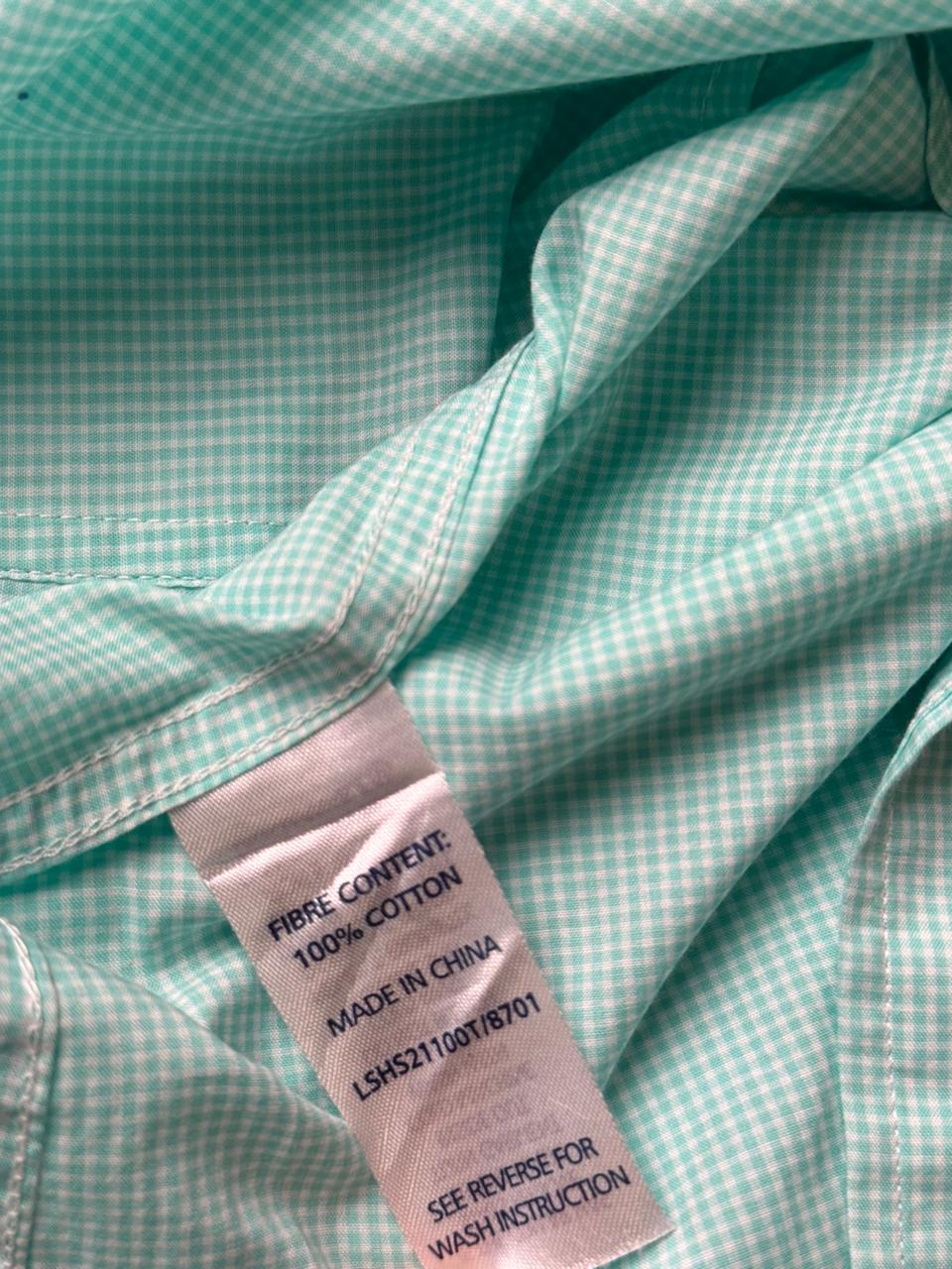 GAZMAN Australia Green Check BUTTON DOWN SHIRT - L