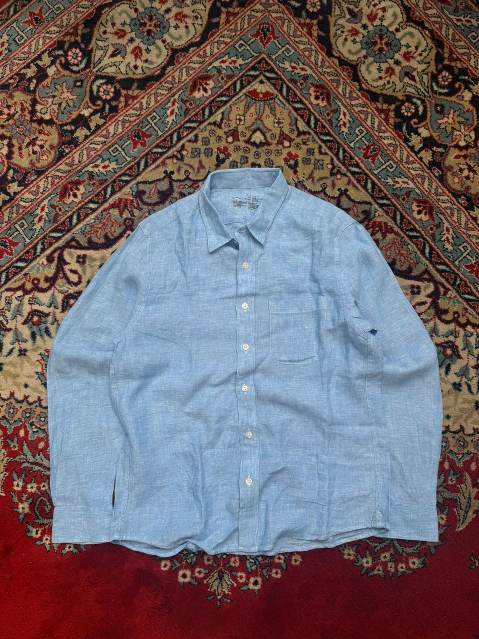 MUJI  Light Blue Linen BUTTON DOWN SHIRT - M