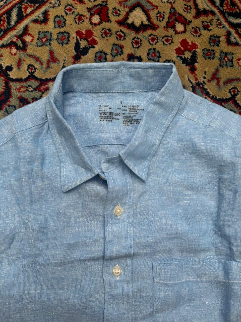 MUJI  Light Blue Linen BUTTON DOWN SHIRT - M