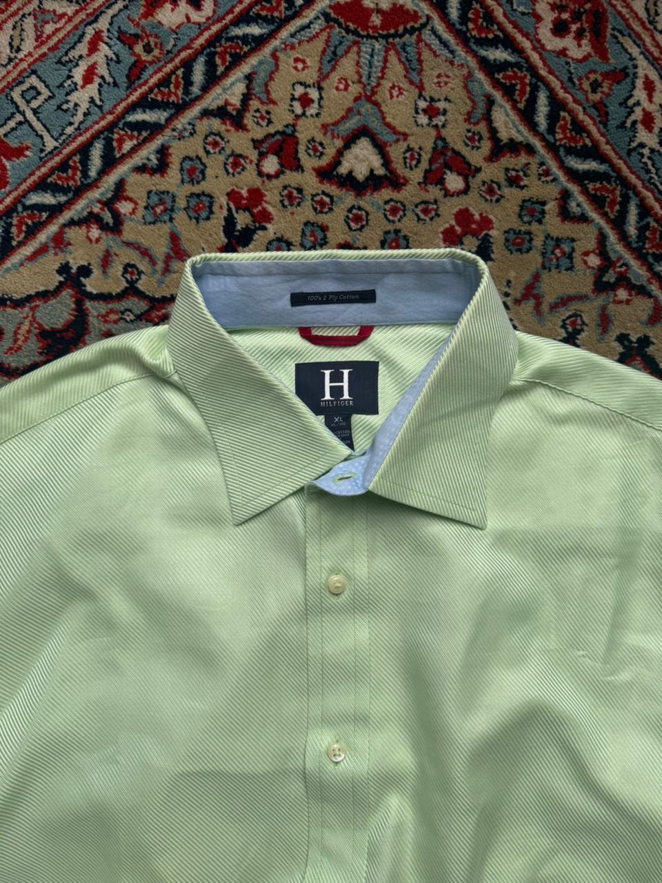 Tommy Hilfiger Green Striped BUTTON DOWN SHIRT - XL