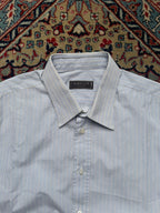 Canali Exclusive Blue White Striped BUTTON DOWN SHIRT - XL