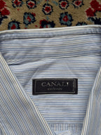 Canali Exclusive Blue White Striped BUTTON DOWN SHIRT - XL