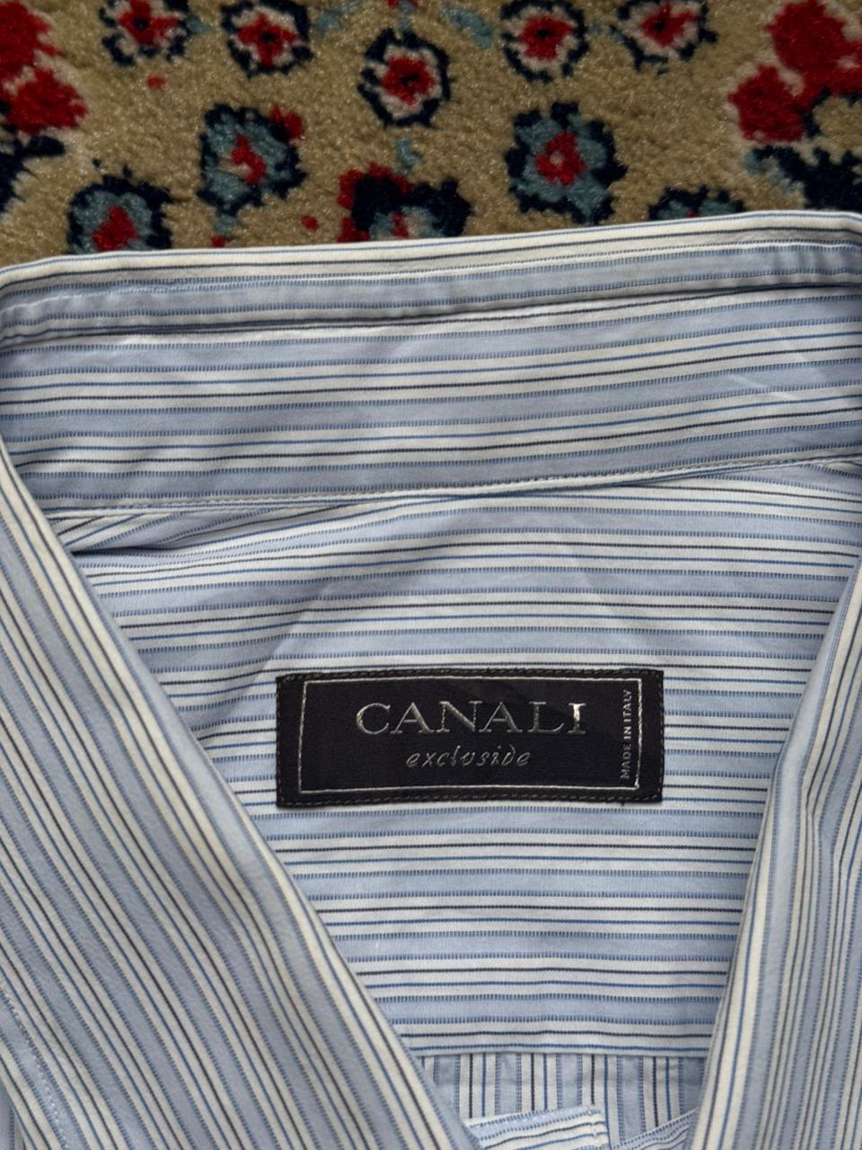 Canali Exclusive Blue White Striped BUTTON DOWN SHIRT - XL