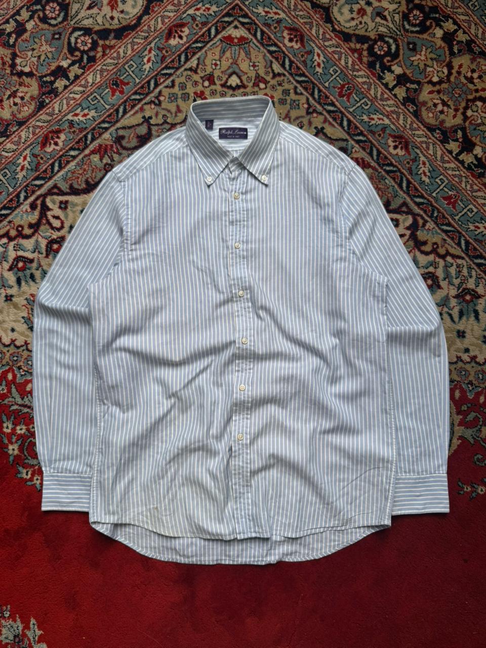 Polo Ralph Lauren Purple Label Blue White Striped Oxford BUTTON DOWN SHIRT - XL