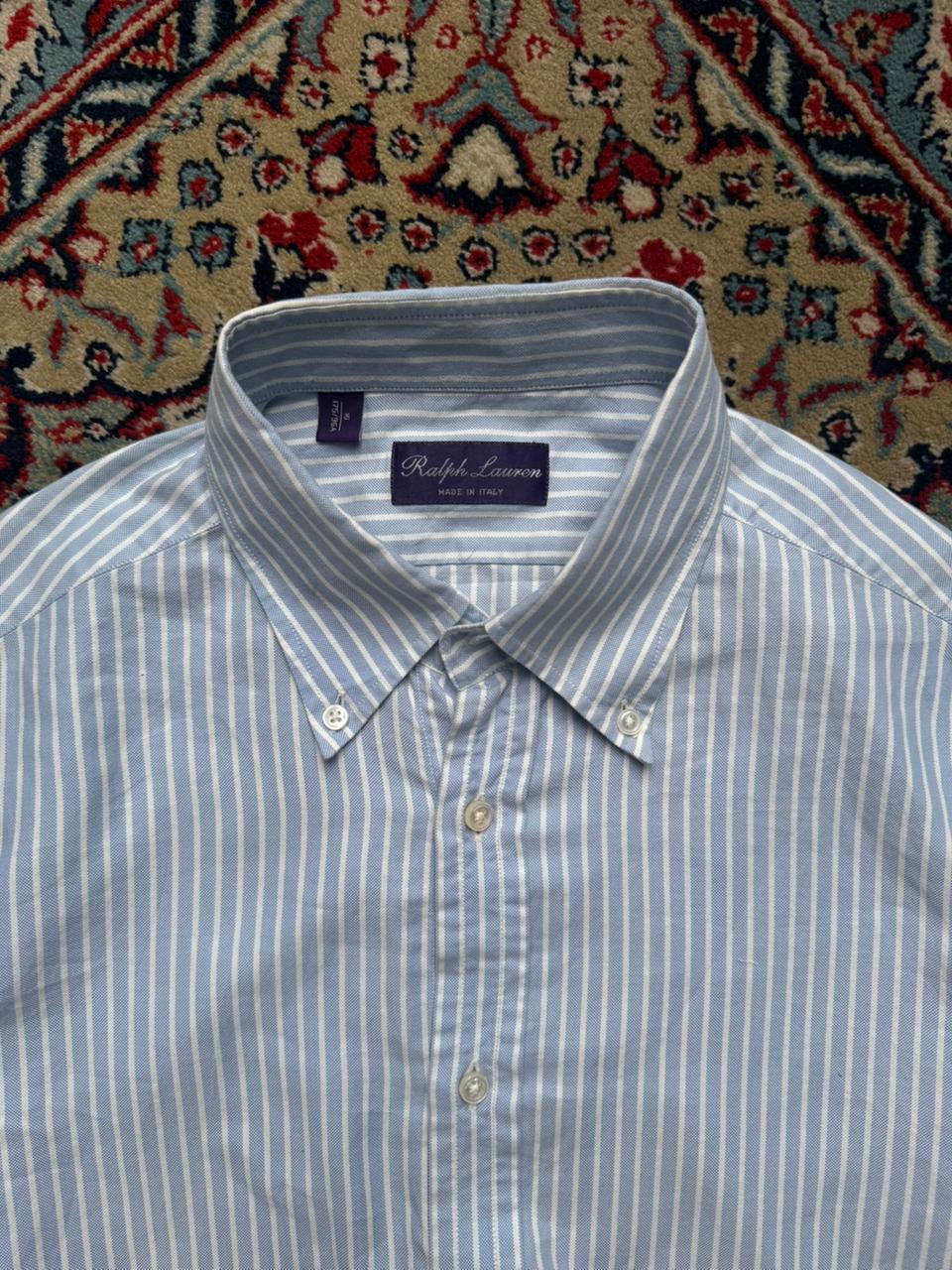 Polo Ralph Lauren Purple Label Blue White Striped Oxford BUTTON DOWN SHIRT - XL