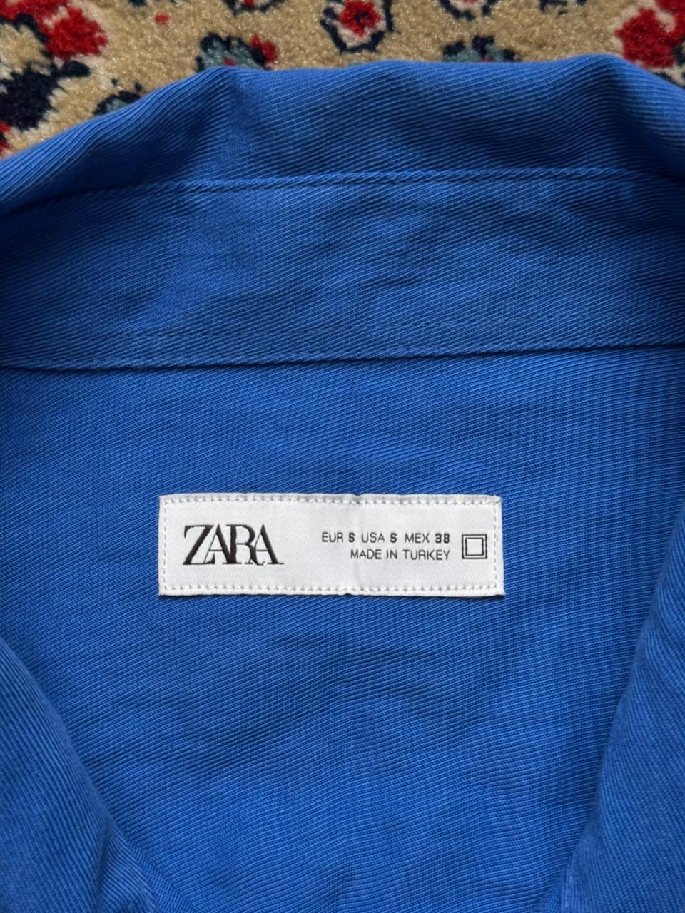 ZARA Man Solid Royal Blue Regular Fit BUTTON DOWN SHIRT - L