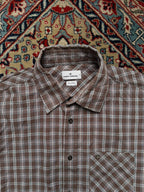 TOM TAILOR Brown Plaid Check Regular Fit BUTTON DOWN SHIRT - XL