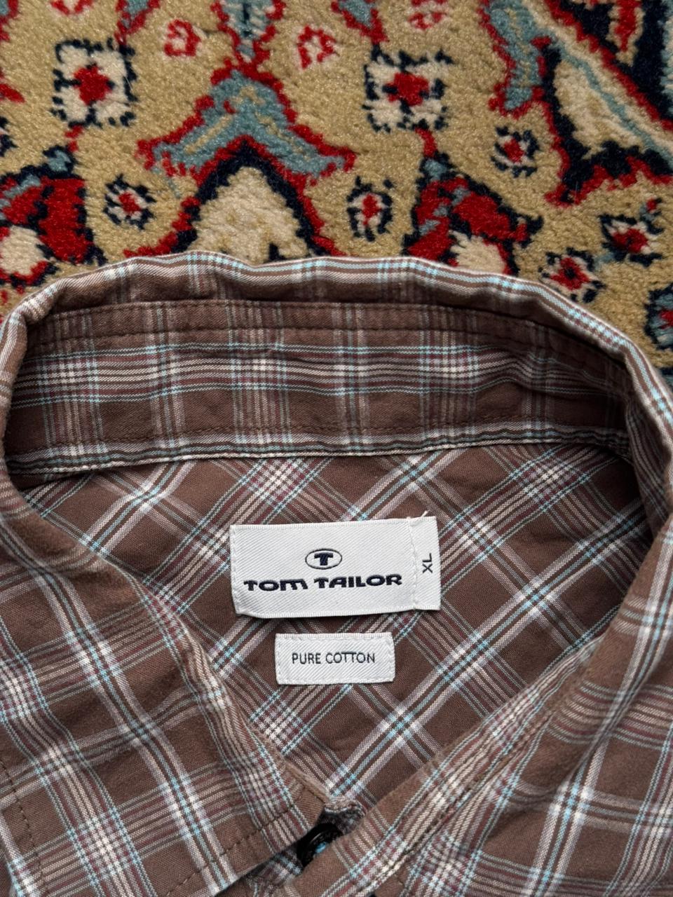 TOM TAILOR Brown Plaid Check Regular Fit BUTTON DOWN SHIRT - XL