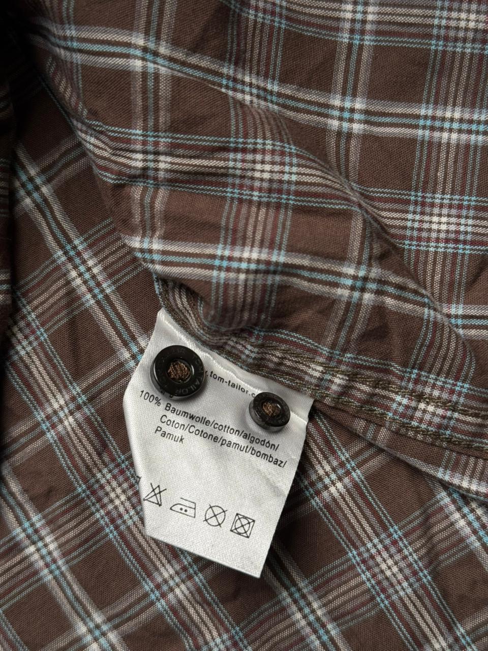 TOM TAILOR Brown Plaid Check Regular Fit BUTTON DOWN SHIRT - XL
