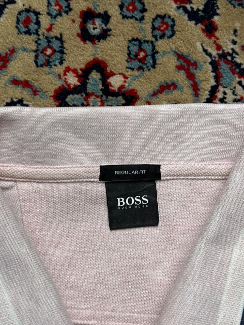 HUGO BOSS Regular Fit Pink Tipped POLO TEE - XL