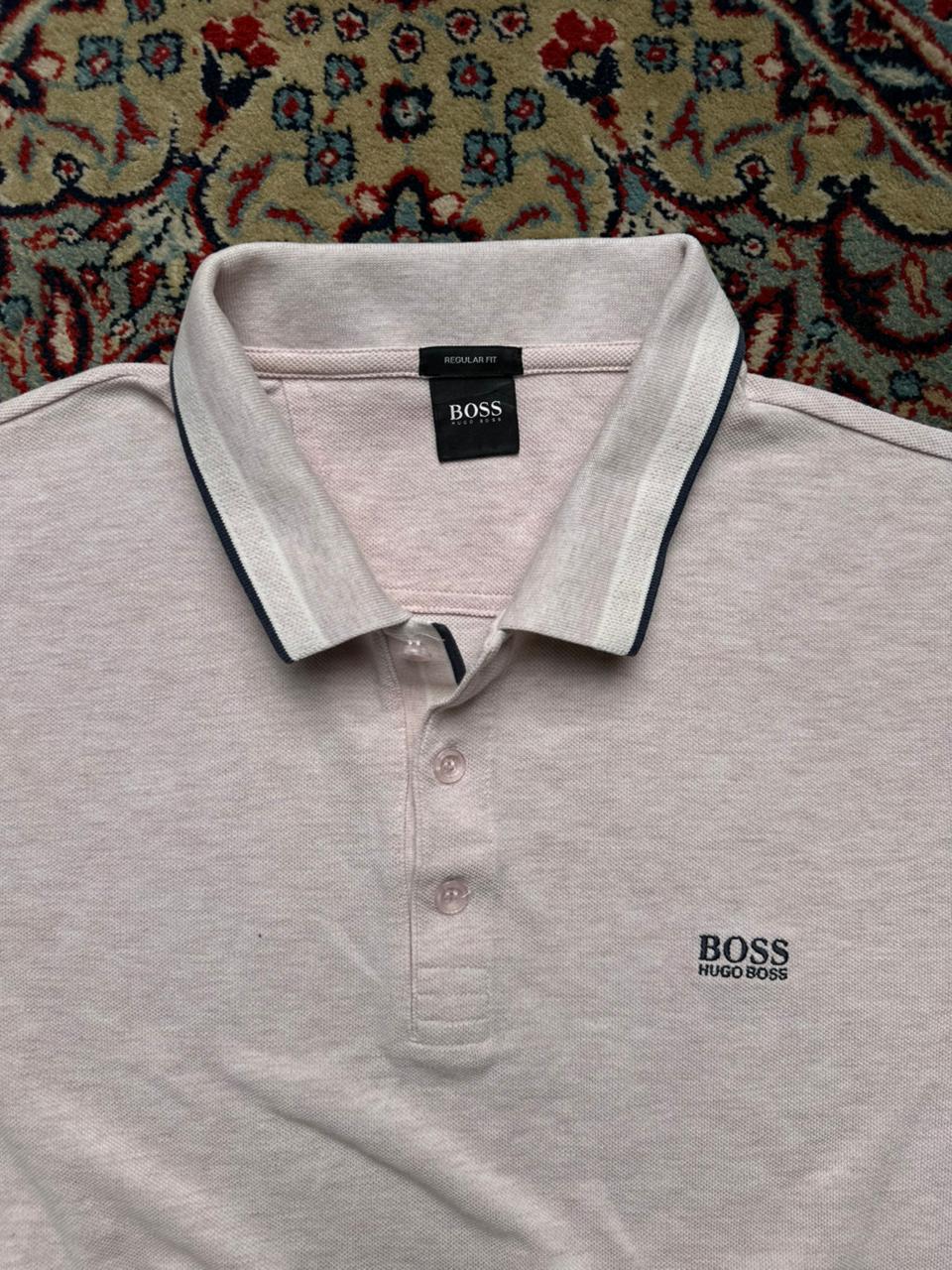 HUGO BOSS Regular Fit Pink Tipped POLO TEE - XL