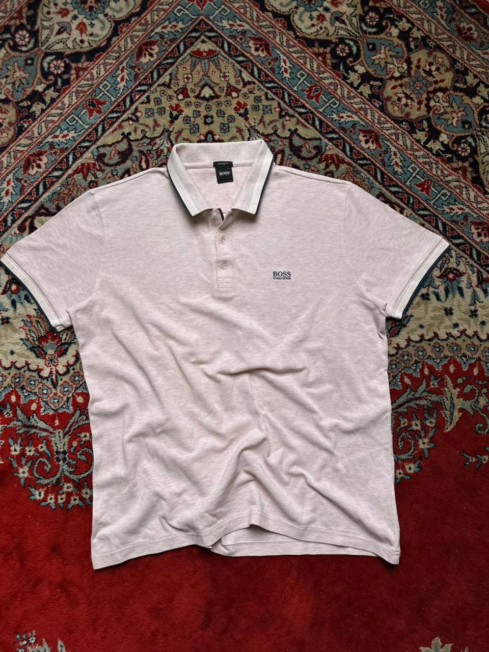 HUGO BOSS Regular Fit Pink Tipped POLO TEE - XL