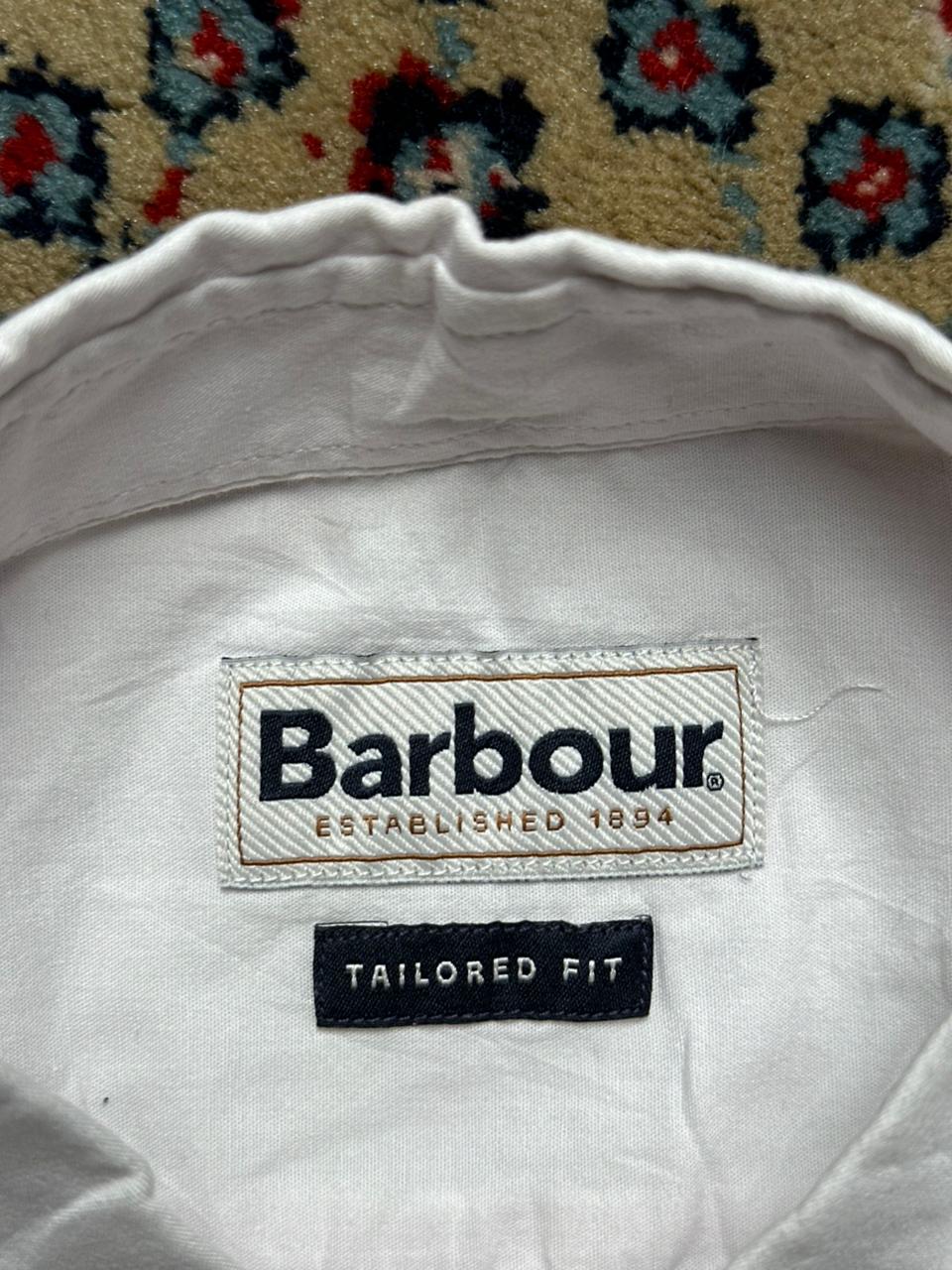 BARBOUR LUXURY Tailored Fit White Button Down SHIRT - L
