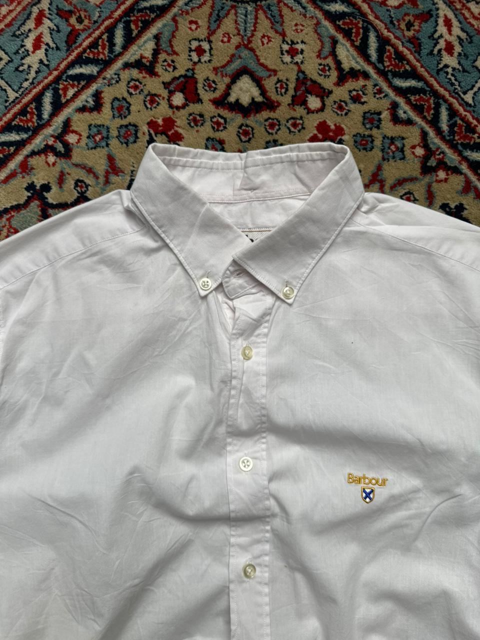 BARBOUR LUXURY Tailored Fit White Button Down SHIRT - L