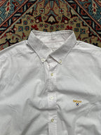 BARBOUR LUXURY Tailored Fit White Button Down SHIRT - L