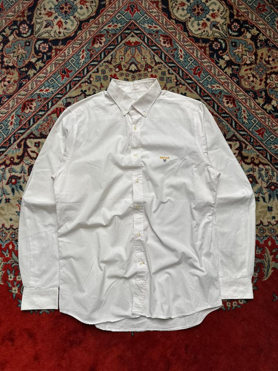 BARBOUR LUXURY Tailored Fit White Button Down SHIRT - L