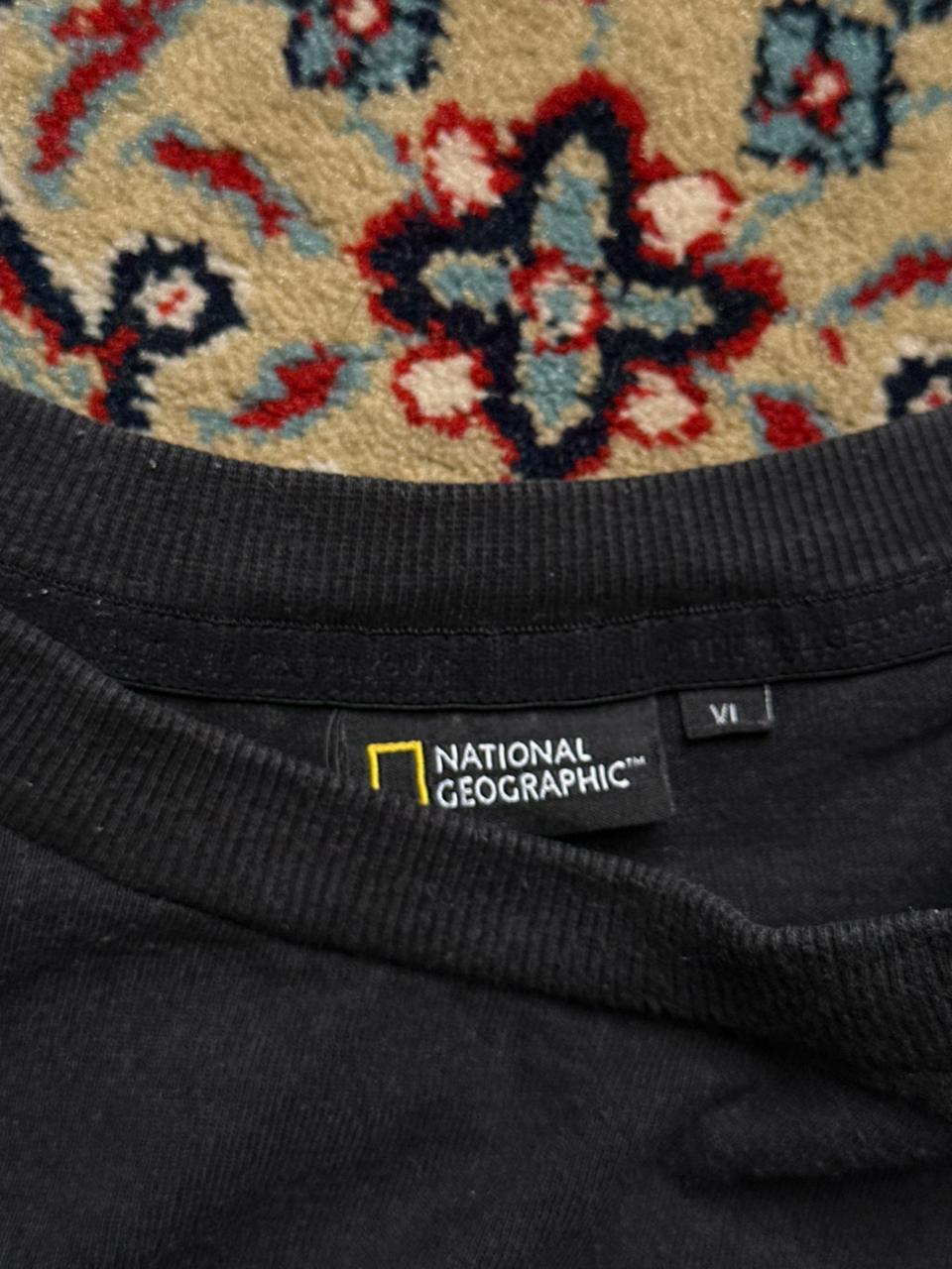 National Geographic Logo Black OVVERSIZED Crew Neck TEE - XL