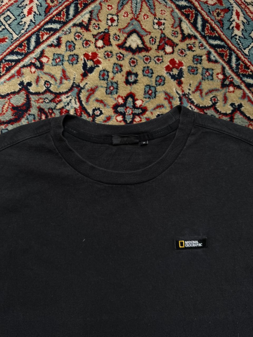 National Geographic Logo Black OVVERSIZED Crew Neck TEE - XL