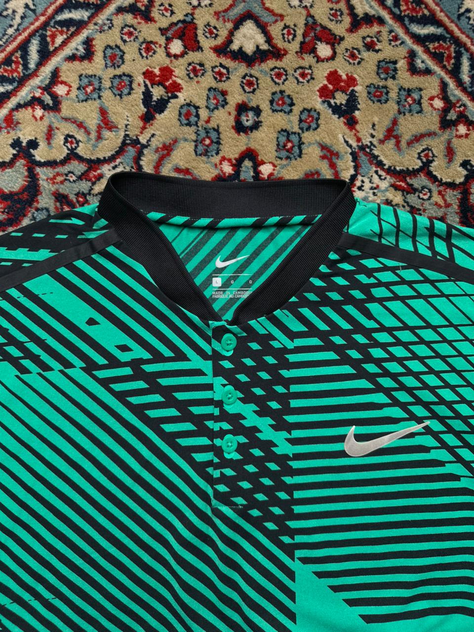 Nike Roger Federer RF Green Black Tennis TEE - L
