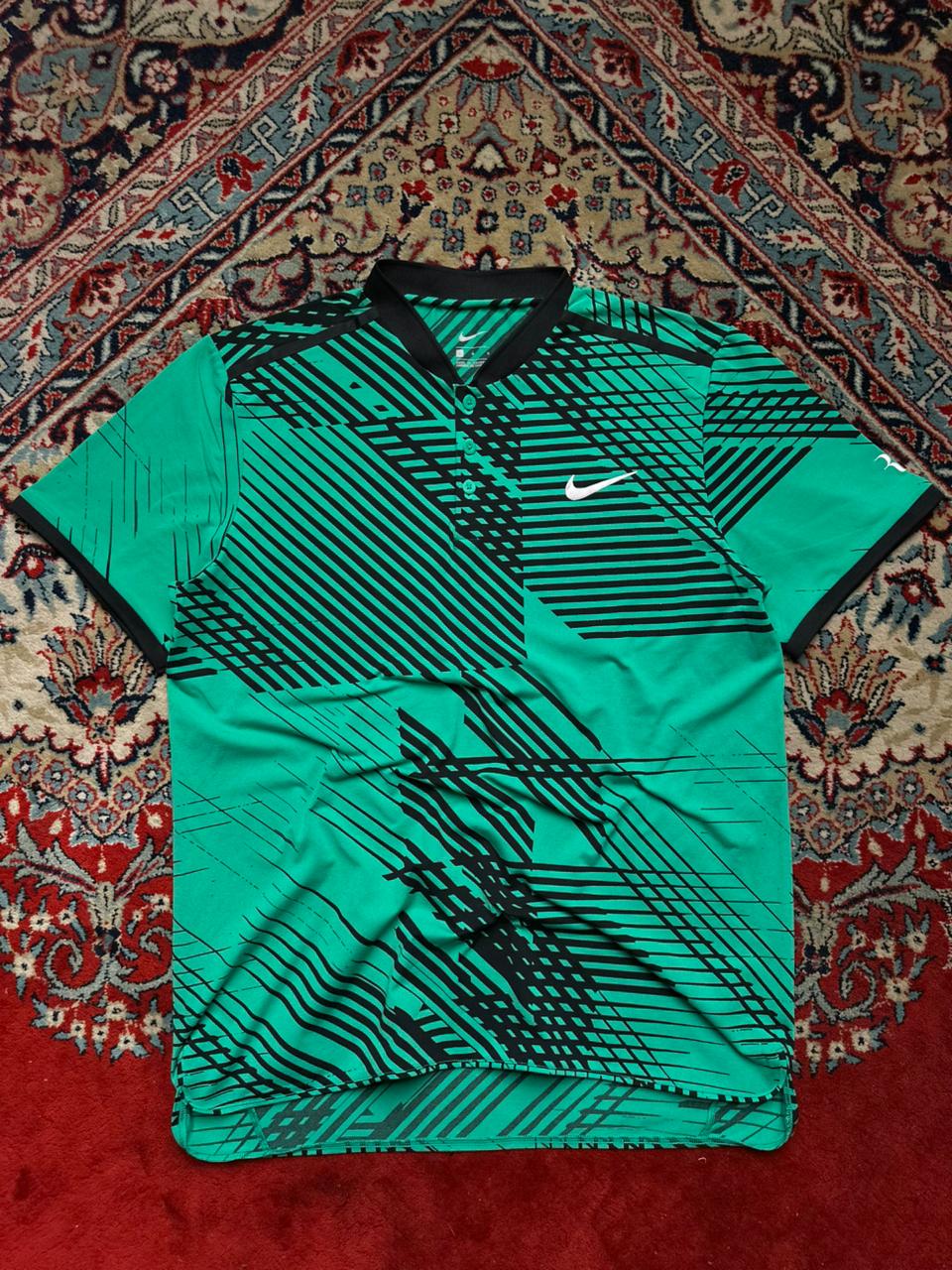 Nike Roger Federer RF Green Black Tennis TEE - L