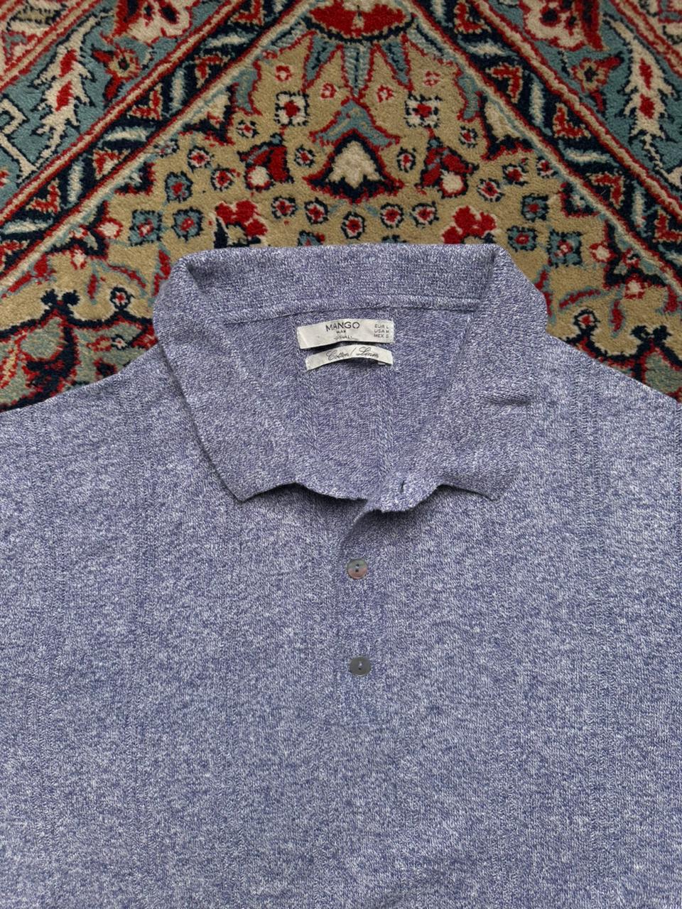 Mango Casual Textured KnitED Polo Tee - L